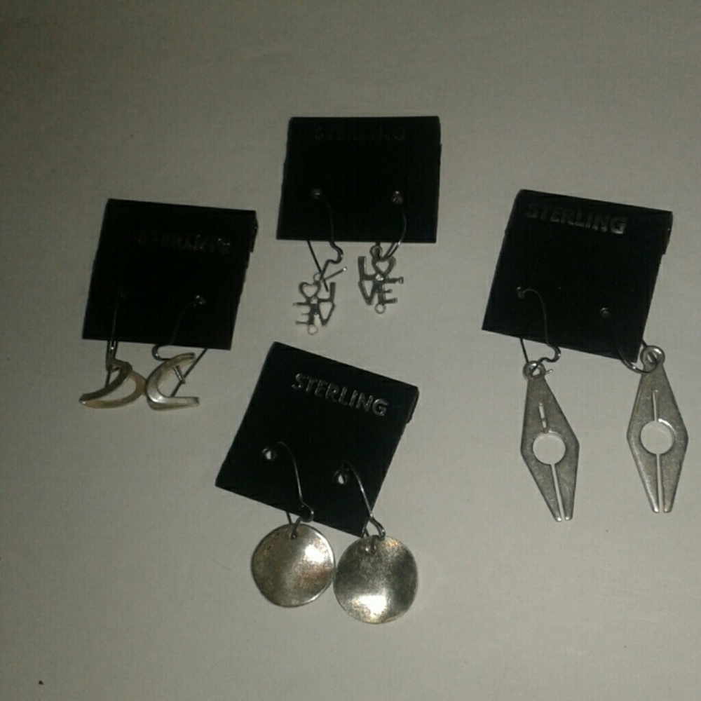 Set of 4 Sterling Silver Earrings